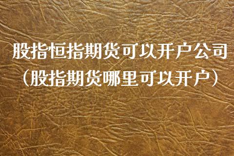 股指恒指期货可以开户公司（股指期货哪里可以开户）_https://www.xyskdbj.com_期货行情_第1张