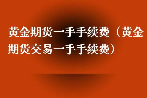 黄金期货一手手续费（黄金期货交易一手手续费）_https://www.xyskdbj.com_期货学院_第1张