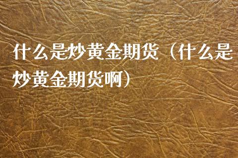 什么是炒黄金期货（什么是炒黄金期货啊）_https://www.xyskdbj.com_原油直播_第1张