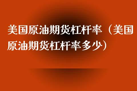 美国原油期货杠杆率（美国原油期货杠杆率多少）_https://www.xyskdbj.com_原油行情_第1张