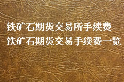 铁矿石期货交易所手续费 铁矿石期货交易手续费一览_https://www.xyskdbj.com_期货学院_第1张