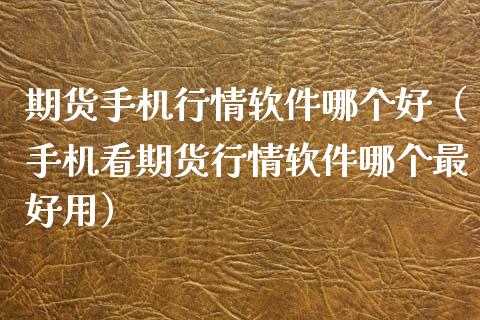 期货手机行情软件哪个好（手机看期货行情软件哪个最好用）_https://www.xyskdbj.com_期货学院_第1张