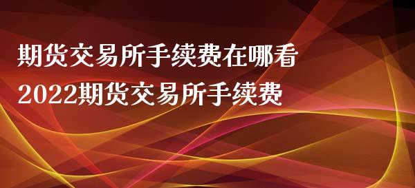 期货交易所手续费在哪看 2022期货交易所手续费_https://www.xyskdbj.com_期货手续费_第1张