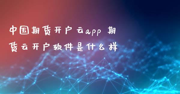 中国期货开户云app 期货云开户软件是什么样_https://www.xyskdbj.com_期货学院_第1张