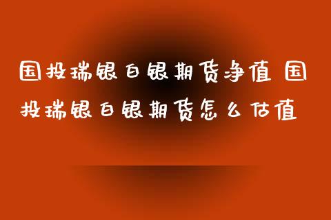 国投瑞银白银期货净值 国投瑞银白银期货怎么估值_https://www.xyskdbj.com_期货学院_第1张