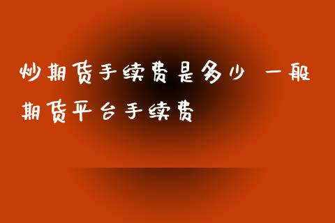 炒期货手续费是多少 一般期货平台手续费_https://www.xyskdbj.com_原油行情_第1张