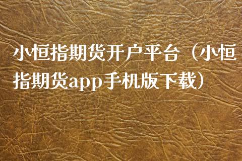 小恒指期货开户平台（小恒指期货app手机版下载）_https://www.xyskdbj.com_期货手续费_第1张