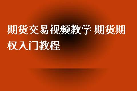 期货交易视频教学 期货期权入门教程_https://www.xyskdbj.com_期货学院_第1张