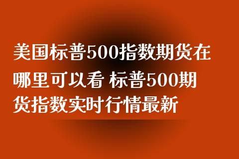 美国标普500指数期货在哪里可以看 标普500期货指数实时行情最新_https://www.xyskdbj.com_期货学院_第1张