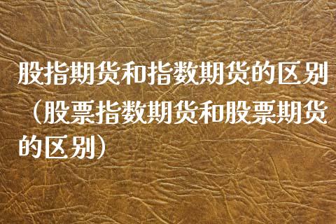 股指期货和指数期货的区别（股票指数期货和股票期货的区别）_https://www.xyskdbj.com_原油直播_第1张