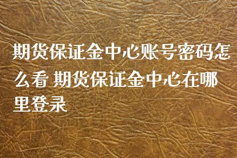 期货保证金中心账号密码怎么看 期货保证金中心在哪里登录_https://www.xyskdbj.com_期货手续费_第1张