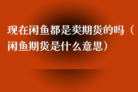 现在闲鱼都是卖期货的吗（闲鱼期货是什么意思）_https://www.xyskdbj.com_期货学院_第1张