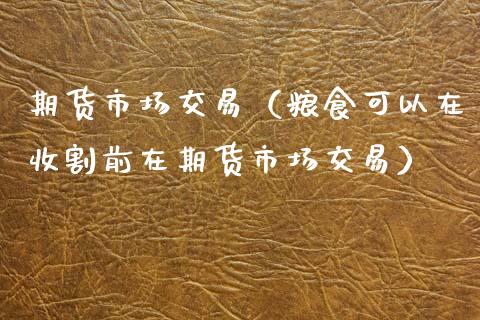 期货市场交易（粮食可以在收割前在期货市场交易）_https://www.xyskdbj.com_期货手续费_第1张