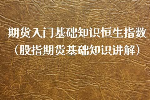 期货入门基础知识恒生指数（股指期货基础知识讲解）_https://www.xyskdbj.com_原油行情_第1张