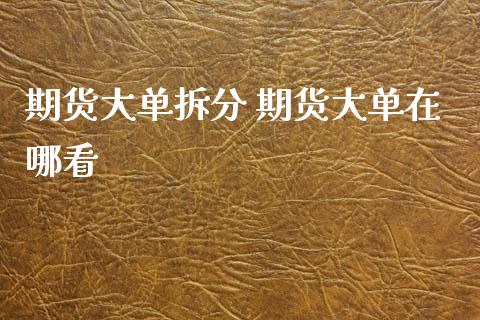 期货大单拆分 期货大单在哪看_https://www.xyskdbj.com_期货行情_第1张