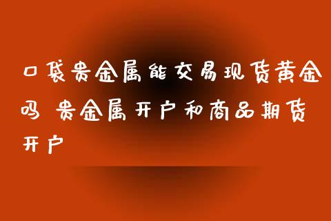 口袋贵金属能交易现货黄金吗 贵金属开户和商品期货开户_https://www.xyskdbj.com_期货学院_第1张