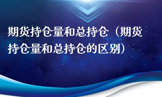 期货持仓量和总持仓（期货持仓量和总持仓的区别）_https://www.xyskdbj.com_期货手续费_第1张