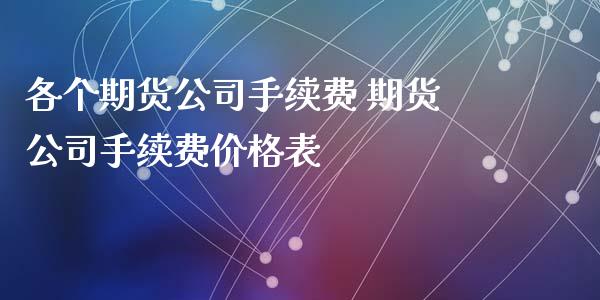 各个期货公司手续费 期货公司手续费价格表_https://www.xyskdbj.com_期货学院_第1张