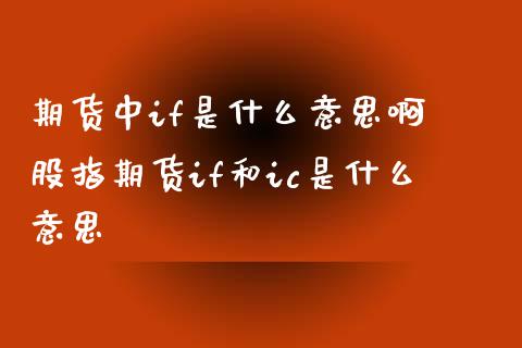 期货中if是什么意思啊 股指期货if和ic是什么意思_https://www.xyskdbj.com_期货学院_第1张