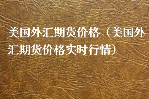 美国外汇期货价格（美国外汇期货价格实时行情）_https://www.xyskdbj.com_期货学院_第1张