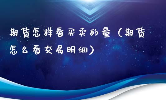 期货怎样看买卖的量（期货怎么看交易明细）_https://www.xyskdbj.com_期货学院_第1张