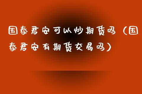 国泰君安可以炒期货吗（国泰君安有期货交易吗）_https://www.xyskdbj.com_期货平台_第1张