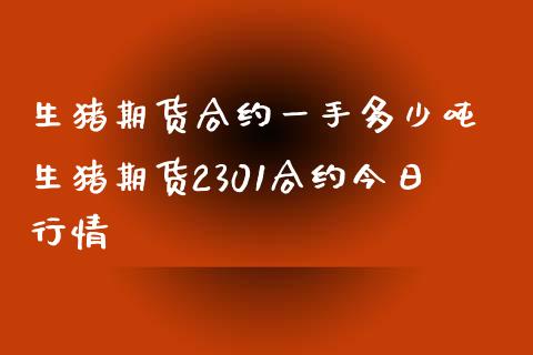 生猪期货合约一手多少吨 生猪期货2301合约今日行情_https://www.xyskdbj.com_期货学院_第1张