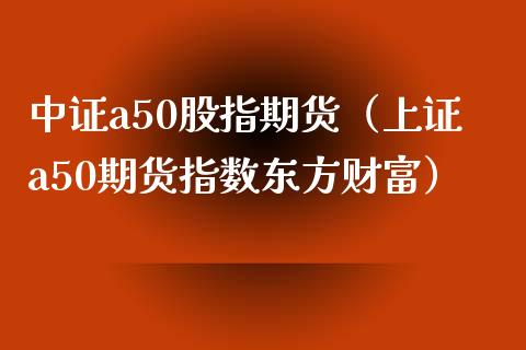 中证a50股指期货（上证a50期货指数东方财富）_https://www.xyskdbj.com_期货学院_第1张