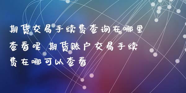 期货交易手续费查询在哪里查看呢 期货账户交易手续费在哪可以查看_https://www.xyskdbj.com_期货学院_第1张