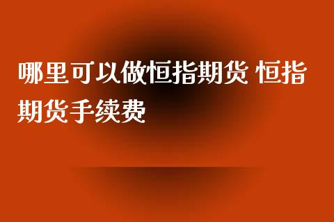 哪里可以做恒指期货 恒指期货手续费_https://www.xyskdbj.com_原油直播_第1张