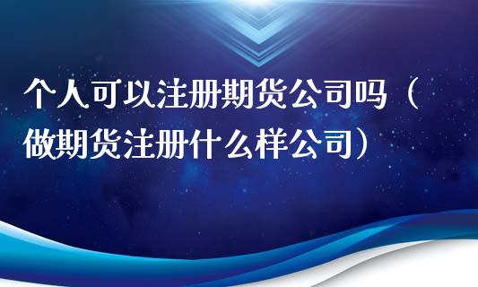 个人可以注册期货公司吗（做期货注册什么样公司）_https://www.xyskdbj.com_期货手续费_第1张