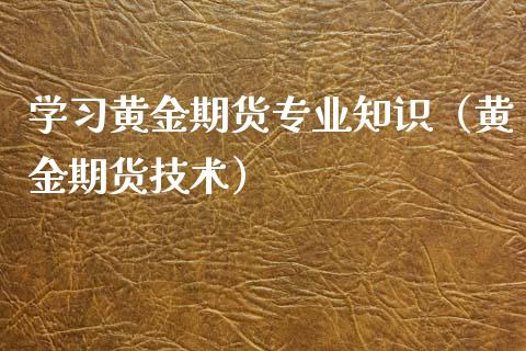 学习黄金期货专业知识（黄金期货技术）_https://www.xyskdbj.com_期货平台_第1张