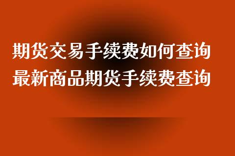 期货交易手续费如何查询 最新商品期货手续费查询_https://www.xyskdbj.com_原油直播_第1张