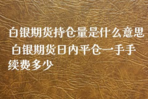 白银期货持仓量是什么意思 白银期货日内平仓一手手续费多少_https://www.xyskdbj.com_原油行情_第1张