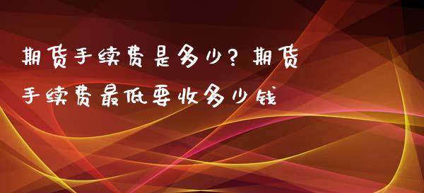 期货手续费是多少? 期货手续费最低要收多少钱_https://www.xyskdbj.com_期货学院_第1张