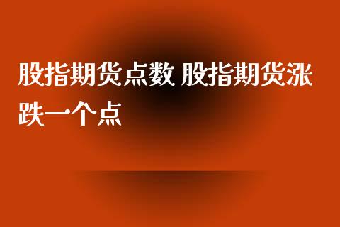 股指期货点数 股指期货涨跌一个点_https://www.xyskdbj.com_原油行情_第1张