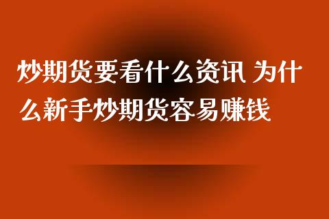 炒期货要看什么资讯 为什么新手炒期货容易赚钱_https://www.xyskdbj.com_原油直播_第1张