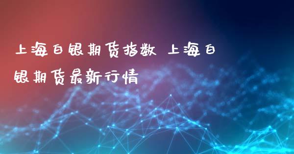 上海白银期货指数 上海白银期货最新行情_https://www.xyskdbj.com_原油行情_第1张