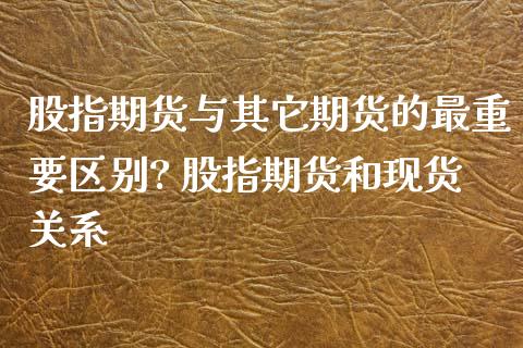 股指期货与其它期货的最重要区别? 股指期货和现货关系_https://www.xyskdbj.com_期货行情_第1张