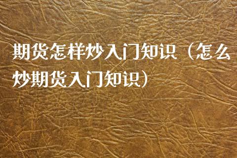 期货怎样炒入门知识（怎么炒期货入门知识）_https://www.xyskdbj.com_期货平台_第1张