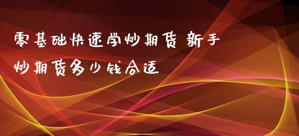 零基础快速学炒期货 新手炒期货多少钱合适_https://www.xyskdbj.com_期货学院_第1张