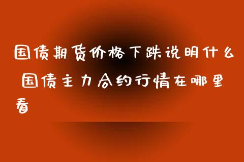 国债期货价格下跌说明什么 国债主力合约行情在哪里看_https://www.xyskdbj.com_期货学院_第1张