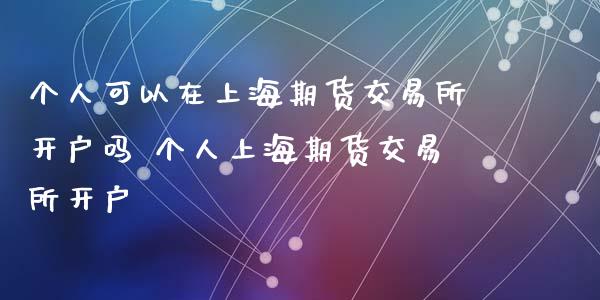 个人可以在上海期货交易所开户吗 个人上海期货交易所开户_https://www.xyskdbj.com_期货学院_第1张