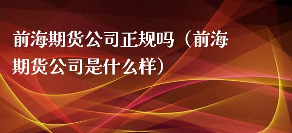 前海期货公司正规吗（前海期货公司是什么样）_https://www.xyskdbj.com_期货行情_第1张