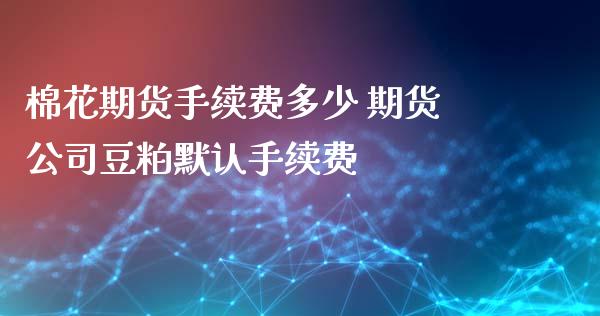 棉花期货手续费多少 期货公司豆粕默认手续费_https://www.xyskdbj.com_原油行情_第1张