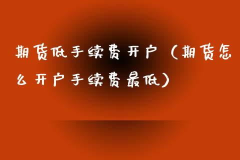 期货低手续费开户（期货怎么开户手续费最低）_https://www.xyskdbj.com_期货学院_第1张