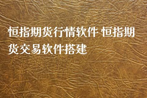 恒指期货行情软件 恒指期货交易软件搭建_https://www.xyskdbj.com_期货学院_第1张