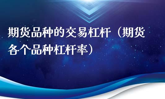 期货品种的交易杠杆（期货各个品种杠杆率）_https://www.xyskdbj.com_期货行情_第1张