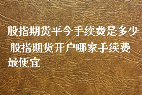 股指期货平今手续费是多少 股指期货开户哪家手续费最便宜_https://www.xyskdbj.com_期货平台_第1张