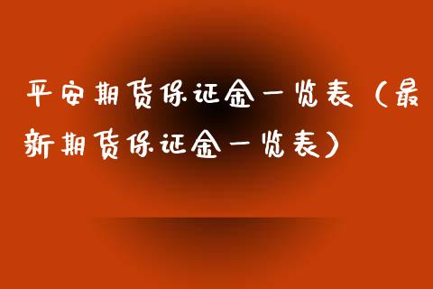 平安期货保证金一览表（最新期货保证金一览表）_https://www.xyskdbj.com_期货学院_第1张